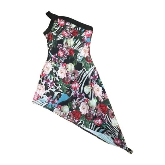 Venus Asymmetrical Tropical Print dress size M - Picture 1 of 3